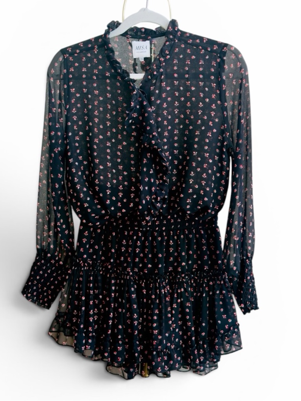 MISA Los Angeles black and pink floral set XS
